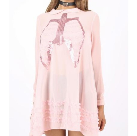 Iron Fist “Dead Mermaid” Babydoll Dress – Pink Sheer Sequin - Picture 3 of 8